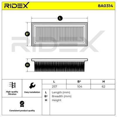 Air Filter RIDEX 8A0314 8A0314 - photo 5
