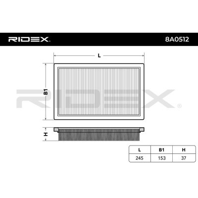 Air Filter RIDEX 8A0512 8A0512 - photo 4