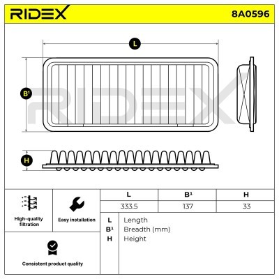 Air Filter RIDEX 8A0596 8A0596 - photo 6