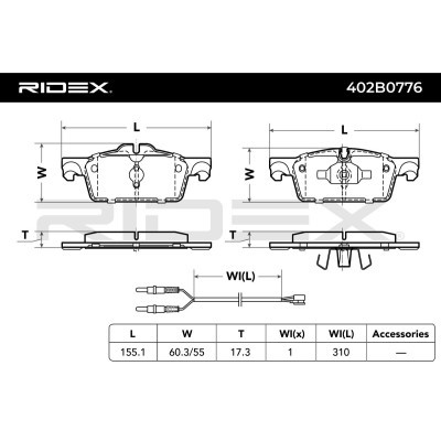 Brake Pads Set RIDEX 402B0776 402B0776 - photo 3