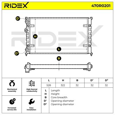 Radiator, Engine Cooling RIDEX 470R0201 470R0201 - photo 5