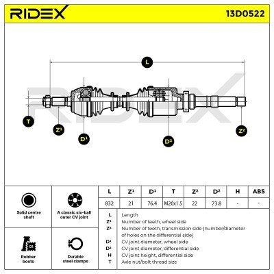 Drive Shaft RIDEX 13D0522 13D0522 - photo 6