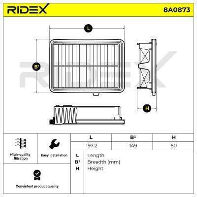 Air Filter RIDEX 8A0873 8A0873 - photo 6