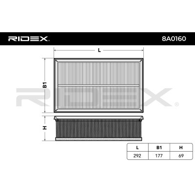 Air Filter RIDEX 8A0160 8A0160 - photo 3