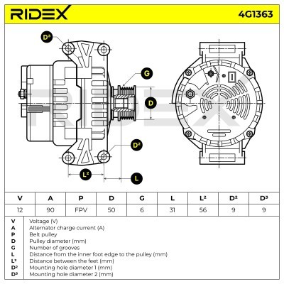 Alternator RIDEX 4G1363 4G1363 - photo 8
