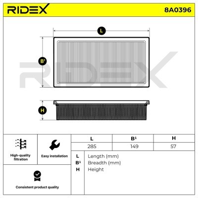 Air Filter RIDEX 8A0396 8A0396 - photo 6