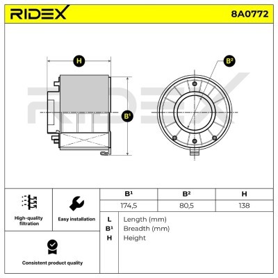 Air Filter RIDEX 8A0772 8A0772 - photo 7