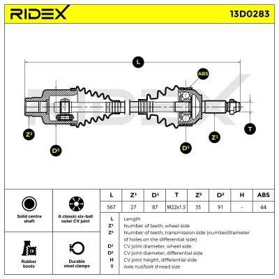 Drive Shaft RIDEX 13D0283 13D0283 - photo 7
