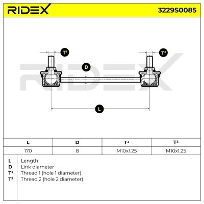 Stabilizer Link RIDEX 3229S0085 3229S0085 - photo 2