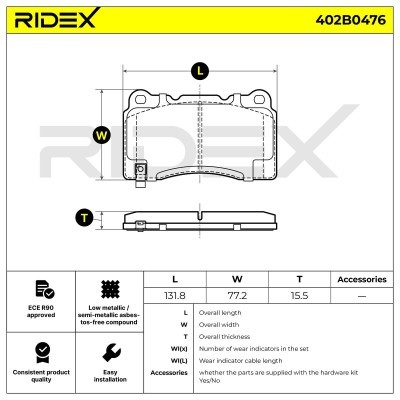 Brake Pads Set RIDEX 402B0476 402B0476 - photo 7