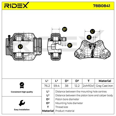 Brake Caliper RIDEX 78B0841 78B0841 - photo 6