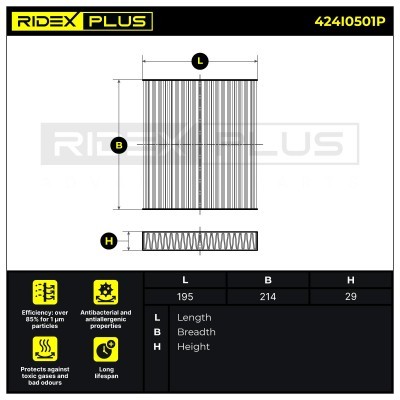 Cabin Air Filter RIDEX 424I0501P 424I0501P - photo 6