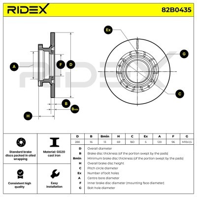 Brake Disc RIDEX 82B0435 82B0435 - photo 4