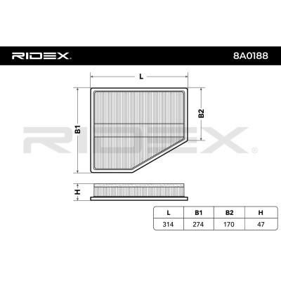 Air Filter RIDEX 8A0188 8A0188 - photo 3