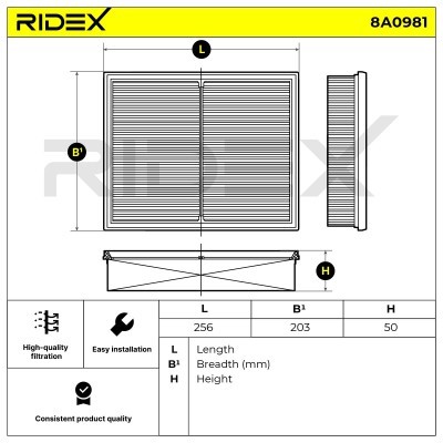 Air Filter RIDEX 8A0981 8A0981 - photo 6