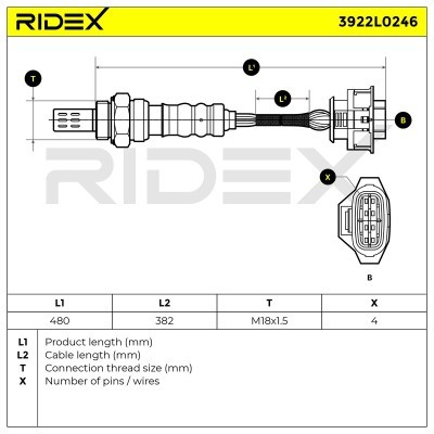 Lambda (Oxygen) Sensor RIDEX 3922L0246 3922L0246 - photo 6