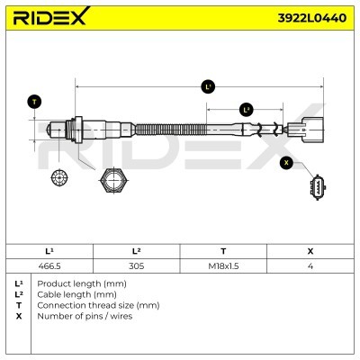 Lambda (Oxygen) Sensor RIDEX 3922L0440 3922L0440 - photo 7
