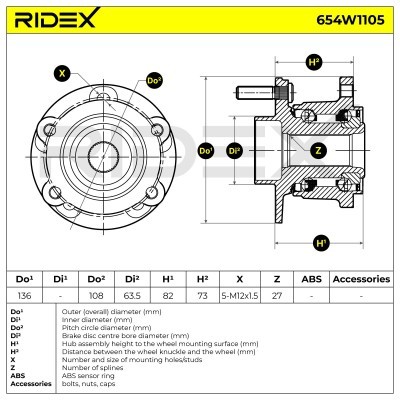 Wheel Bearing RIDEX 654W1105 654W1105 - photo 8
