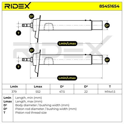 Shock Absorber RIDEX 854S1654 854S1654 - photo 3