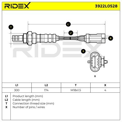 Lambda (Oxygen) Sensor RIDEX 3922L0528 3922L0528 - photo 6