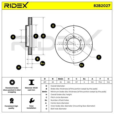 Brake Disc RIDEX 82B2027 82B2027 - photo 6