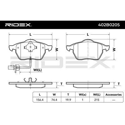 Brake Pads Set RIDEX 402B0205 402B0205 - photo 6