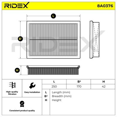 Air Filter RIDEX 8A0376 8A0376 - photo 6