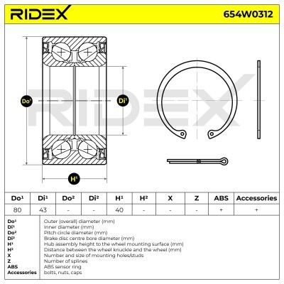 Wheel Bearing RIDEX 654W0312 654W0312 - photo 2