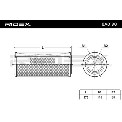 Air Filter RIDEX 8A0198 8A0198 - photo 6