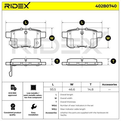 Brake Pads Set RIDEX 402B0740 402B0740 - photo 6
