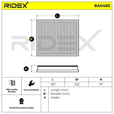 Air Filter RIDEX 8A0485 8A0485 - photo 6