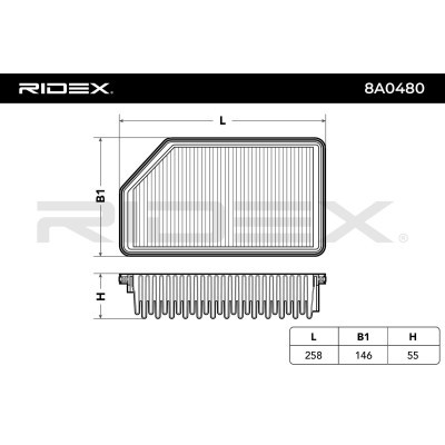 Air Filter RIDEX 8A0480 8A0480 - photo 6