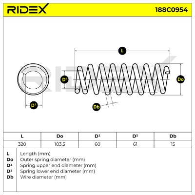 Suspension Spring RIDEX 188C0954 188C0954 - photo 5