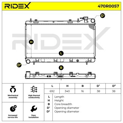 Radiator, Engine Cooling RIDEX 470R0057 470R0057 - photo 4