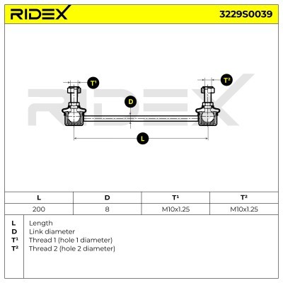 Stabilizer Link RIDEX 3229S0039 3229S0039 - photo 3