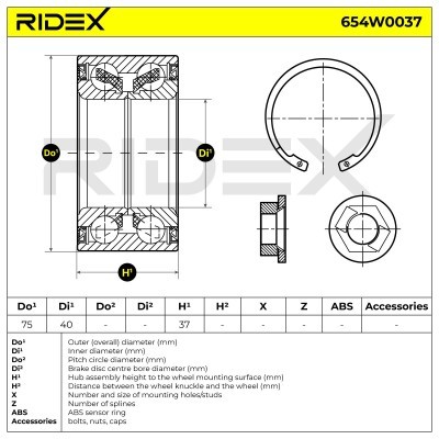 Wheel Bearing RIDEX 654W0037 654W0037 - photo 2
