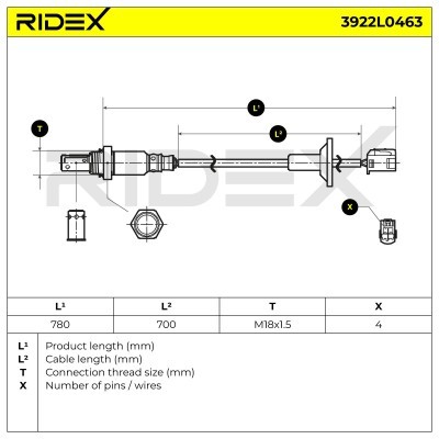 Lambda (Oxygen) Sensor RIDEX 3922L0463 3922L0463 - photo 6