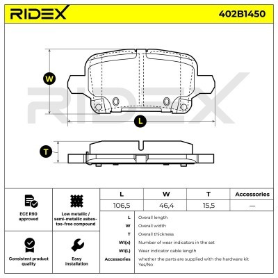 Brake Pads Set RIDEX 402B1450 402B1450 - photo 6