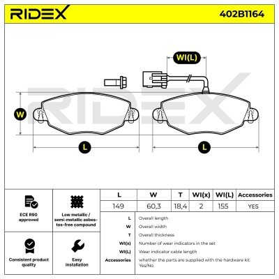 Brake Pads Set RIDEX 402B1164 402B1164 - photo 6