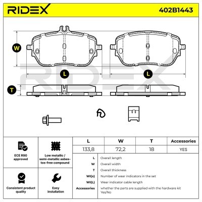 Brake Pads Set RIDEX 402B1443 402B1443 - photo 5