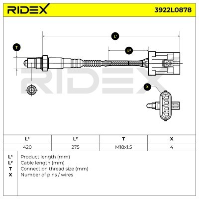 Lambda (Oxygen) Sensor RIDEX 3922L0878 3922L0878 - photo 7