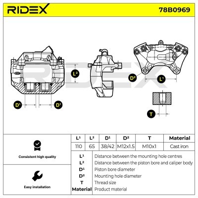 Brake Caliper RIDEX 78B0969 78B0969 - photo 3