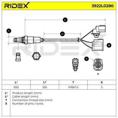 Lambda (Oxygen) Sensor RIDEX 3922L0280 3922L0280 - photo 6