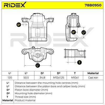Brake Caliper RIDEX 78B0950 78B0950 - photo 7