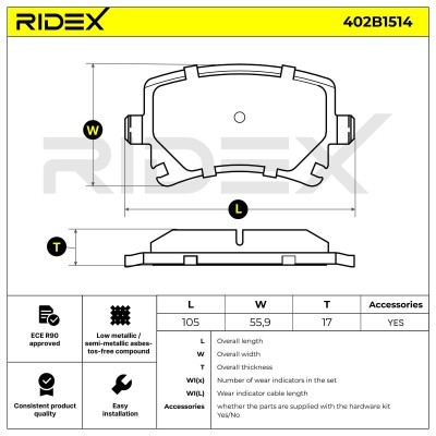 Brake Pads Set RIDEX 402B1514 402B1514 - photo 6