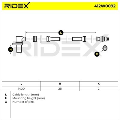 ABS Sensor RIDEX 412W0092 412W0092 - photo 3
