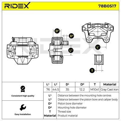 Brake Caliper RIDEX 78B0517 78B0517 - photo 6
