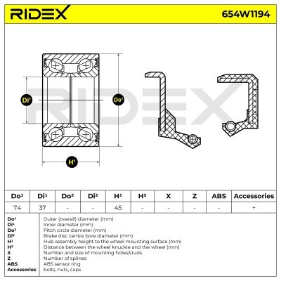 Wheel Bearing RIDEX 654W1194 654W1194 - photo 5