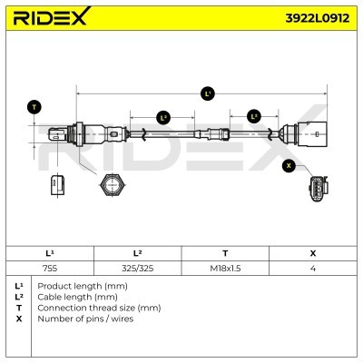 Lambda (Oxygen) Sensor RIDEX 3922L0912 3922L0912 - photo 6