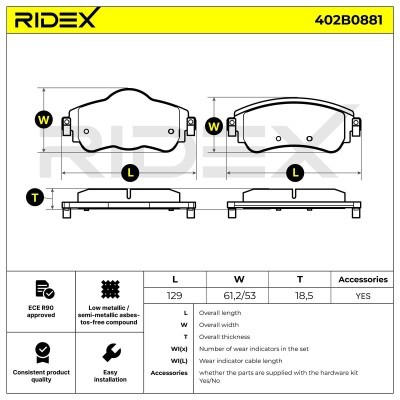 Brake Pads Set RIDEX 402B0881 402B0881 - photo 8